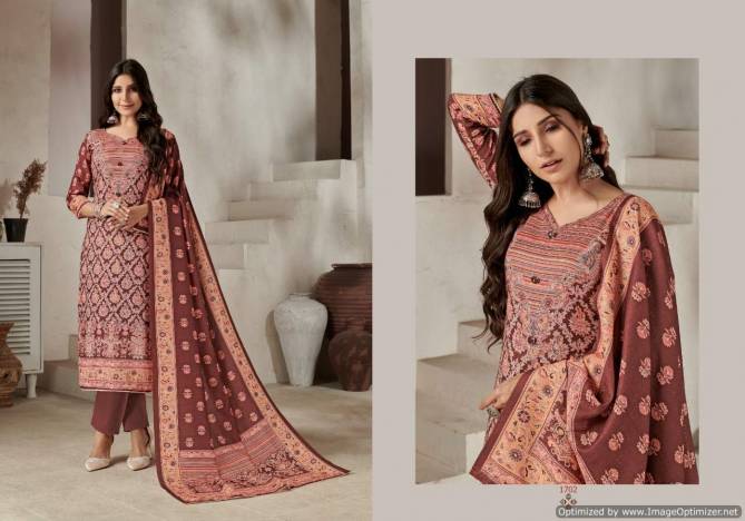 Bipson Kashmiri Queen 1701 To 1704 Latest Casual Wear Printed Woolen Pashmina Collection